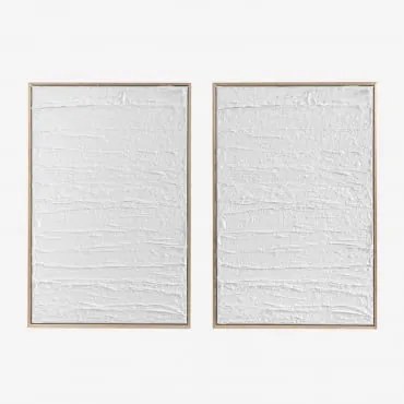 Conjunto De 2 Quadros Decorativos Em Gesso Relevo (60x90 Cm) Leclerc Branco - Sklum