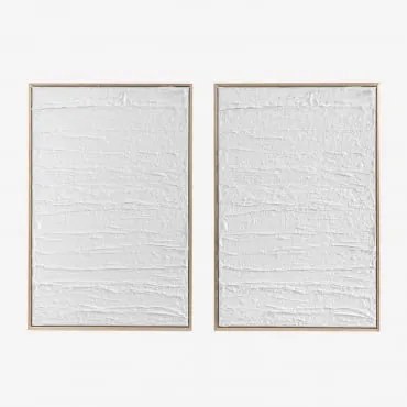 Pack De 2 Quadros Decorativos 60x90 Cm Em Relevo De Escayola Leclerc Branco - Sklum