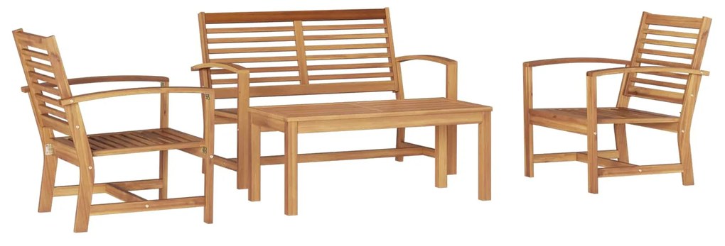 vidaXL Conjunto de Sofá de Jardim 4 pcs Natural Madeira de Teca Sólida