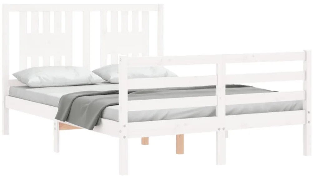 Estrutura de cama com cabeceira 120x200cm madeira maciça branco