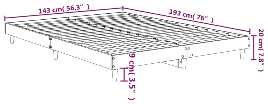 Estrutura de cama 140x190 cm derivados de madeira preto