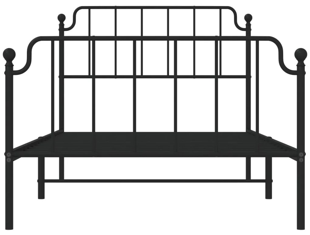 Estrutura de cama com cabeceira e pés 107x203 cm metal preto