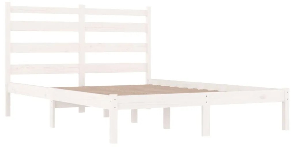 Estrutura de cama 140x190 cm madeira de pinho maciça branco