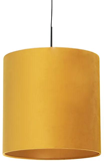 Candeeiro de suspensão em veludo amarelo com ouro 40 cm - Combi Country / Rústico