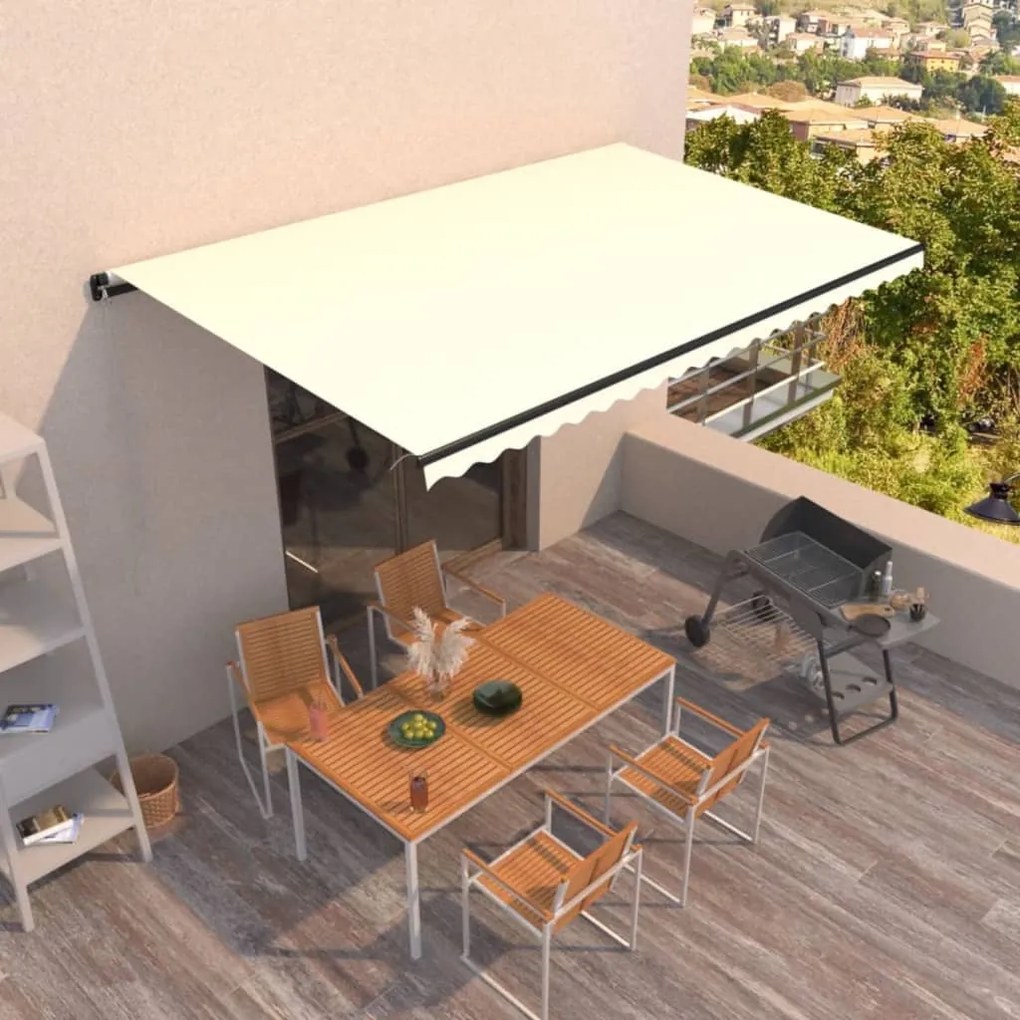 Toldo retrátil manual 500x350 cm cor creme