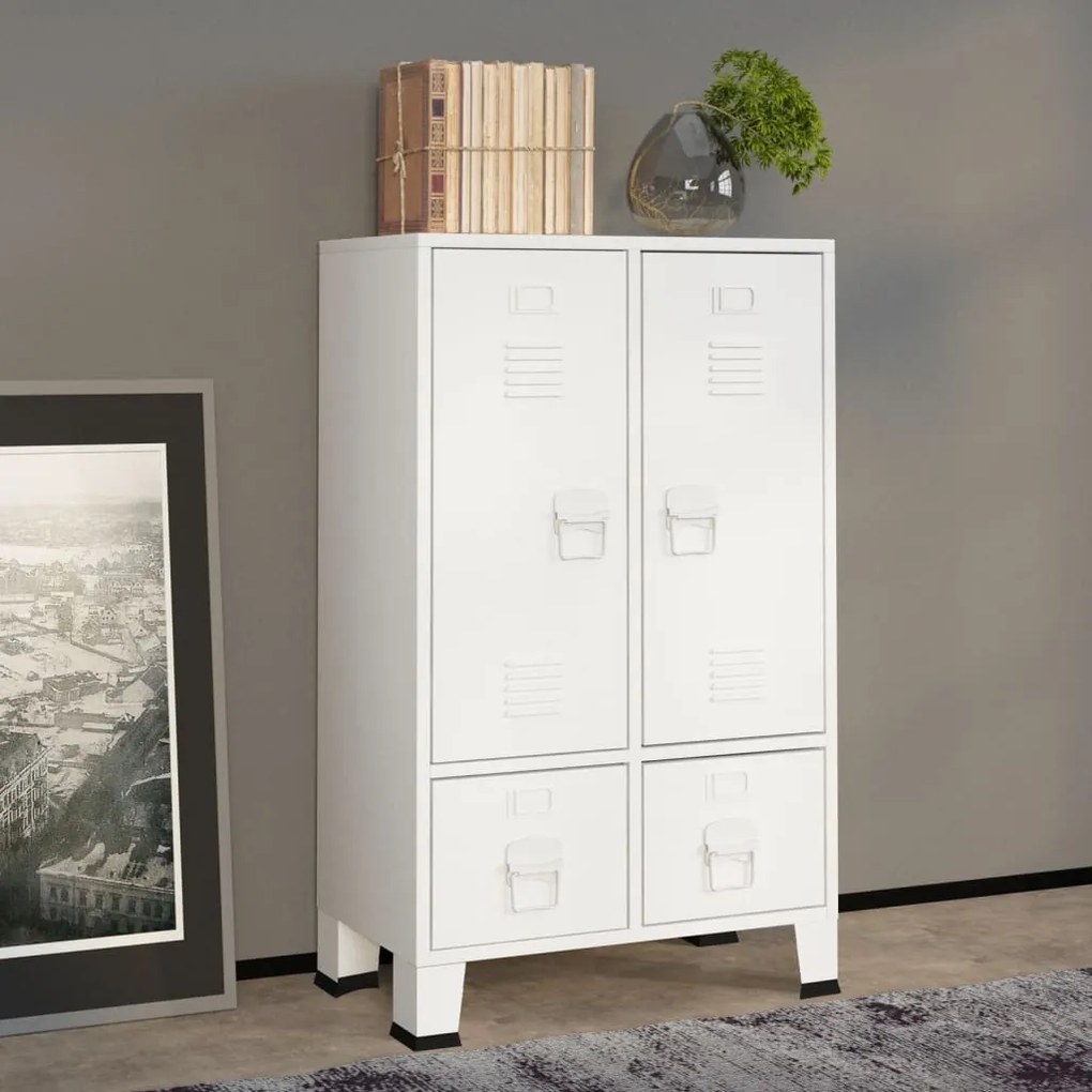 339611 vidaXL Roupeiro industrial 67x35x107 cm aço branco