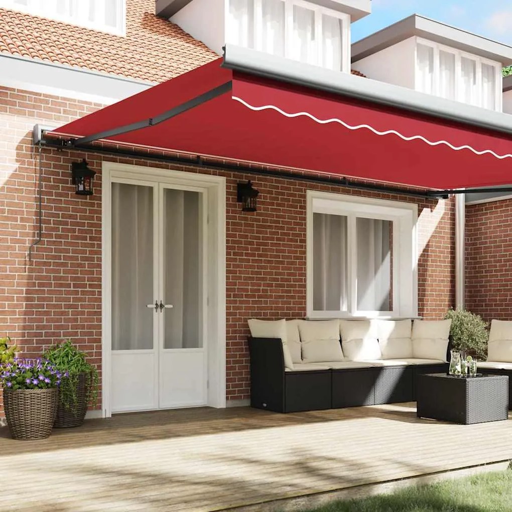 Toldo Retrátil Manual vidaXL Vermelho 500 x 300 cm