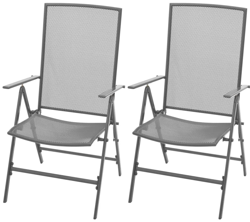 Cadeiras de jardim empilháveis 2 pcs aço cinzento