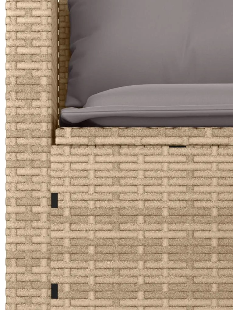 3 pcs conjunto de sofás p/ jardim com almofadões vime PE bege