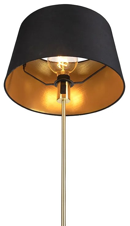 Candeeiro de pé dourado/latão com cúpula preta 35 cm ajustável - Parte Clássico / Antigo