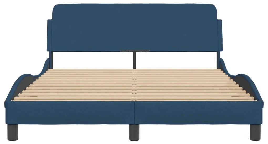 Estrutura cama c/ cabeceira sem colchão 140x190 cm tecido azul