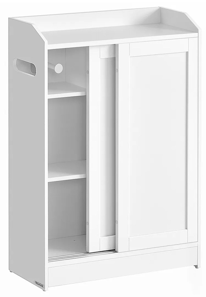 Armário de casa de banho estreito com prateleiras reguláveis 20 x 60 x 80 cm branco