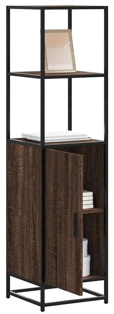 vidaXL Armário alto 35,5x35x139 cm madeira e metal carvalho castanho