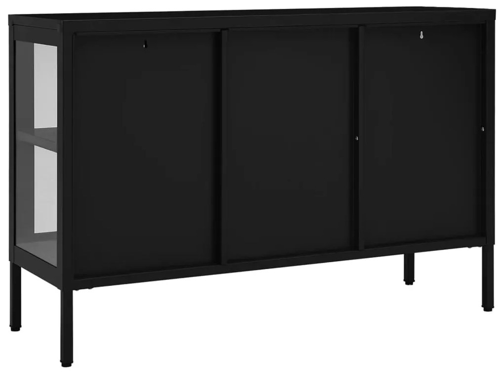 Aparador 105x35x70 cm vidro e aço preto