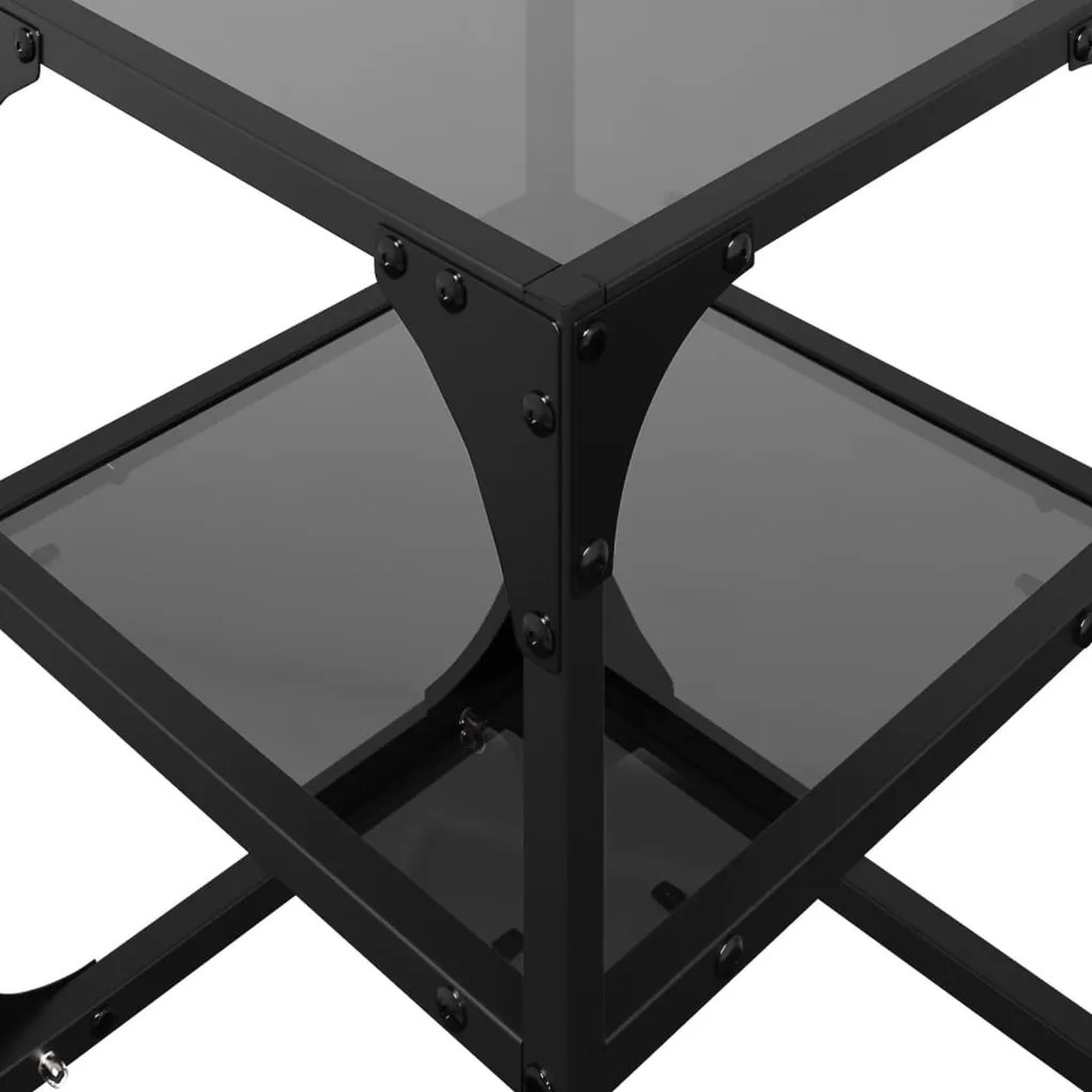 Mesas de centro c/ tampo em vidro preto 2 pcs 30x30x45 cm aço