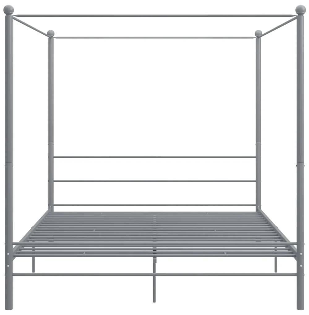 Estrutura de cama com dossel 200x200 cm metal cinzento