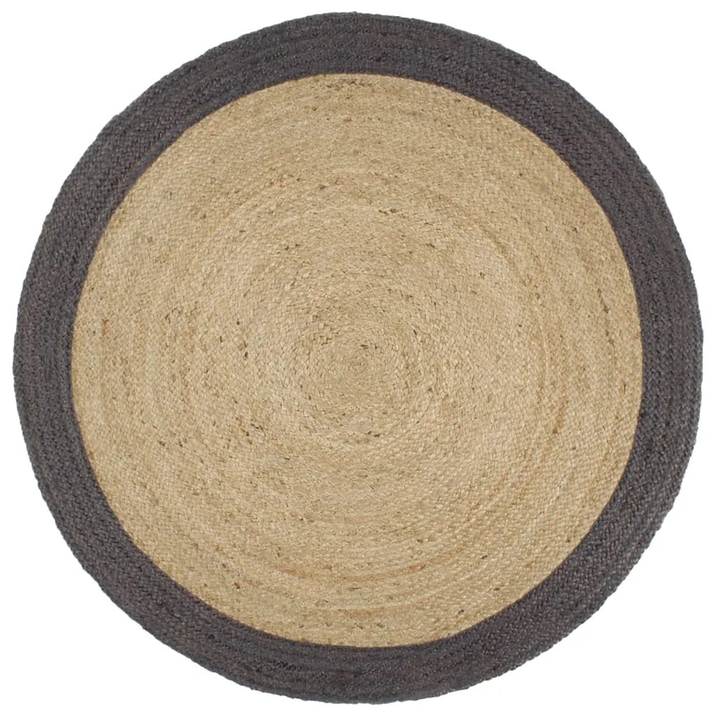 Tapete artesanal em juta com rebordo cinzento escuro 210 cm