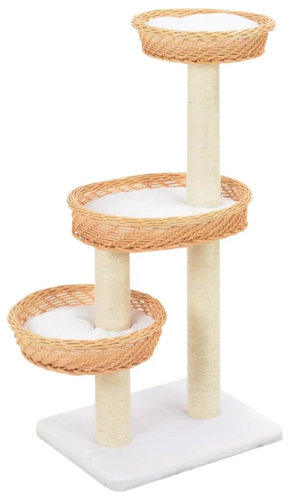 vidaXL Árvore para gatos c/ postes arranhadores salgueiro genuíno