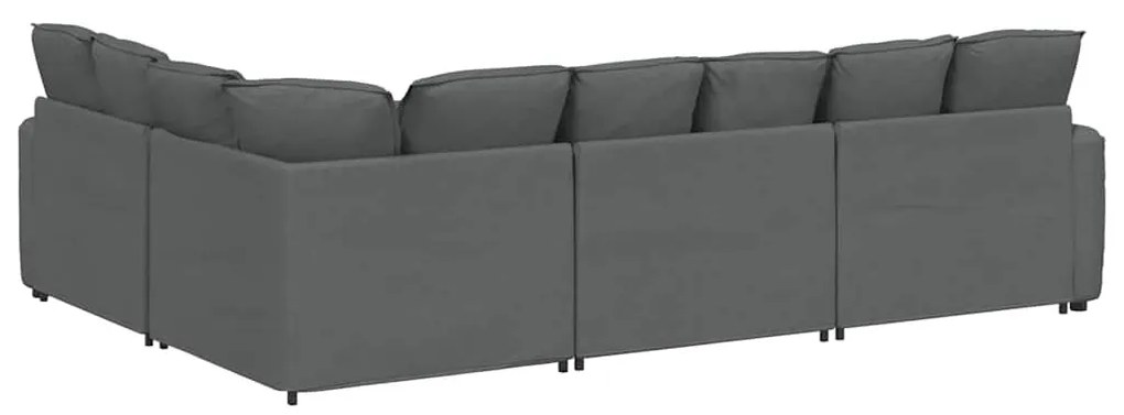 Sofá modular com almofadas tecido cinzento-escuro
