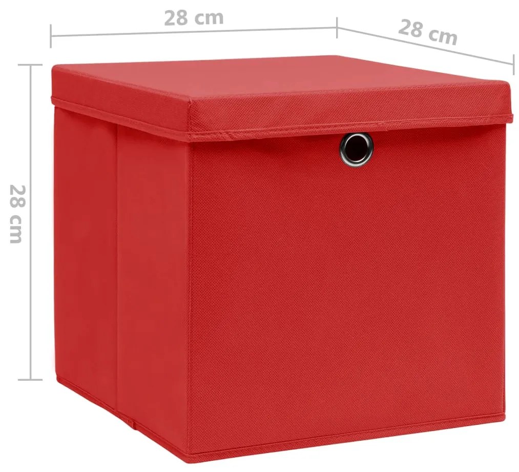 Caixas de arrumação com tampas 4 pcs 28x28x28 cm vermelho
