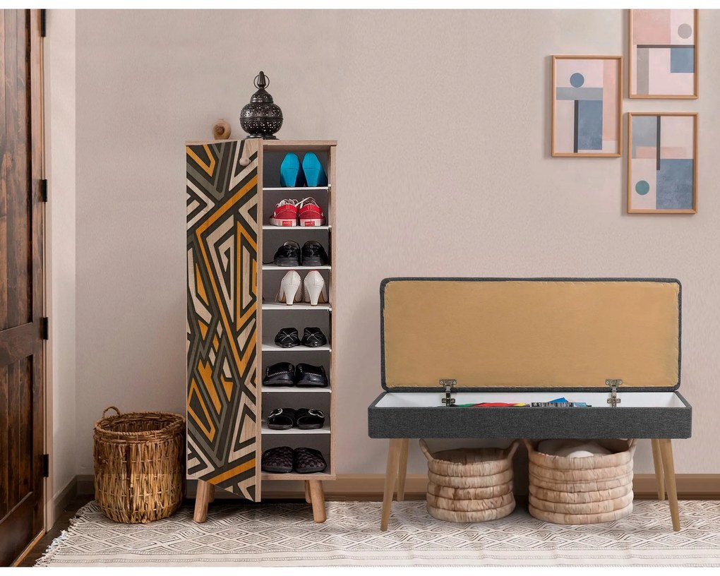 Conjunto de Mobiliário de Entrada Vegas – Sonomo e Antracite – Sapatei