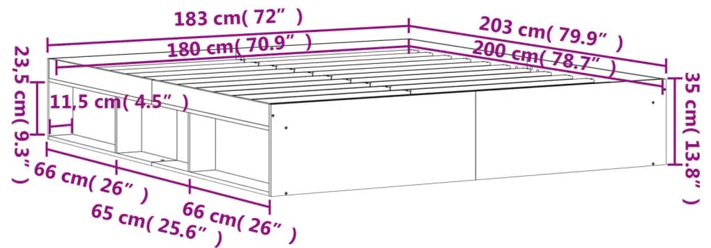 Estrutura de cama super king size 180x200 cm preto