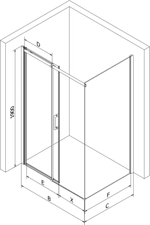 Mexen Omega cabine de duche deslizante 100 x 80 cm, transparente, cromada - 825-100-080-01-00