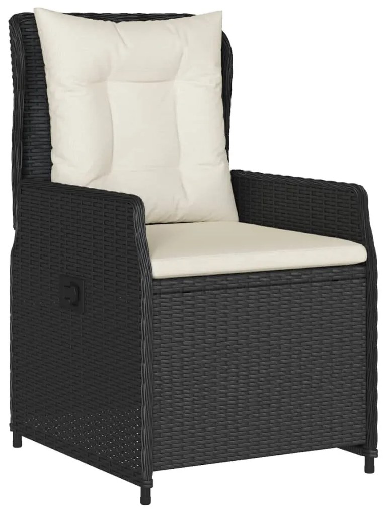 3 pcs conjunto de bistrô com almofadões vime PE preto