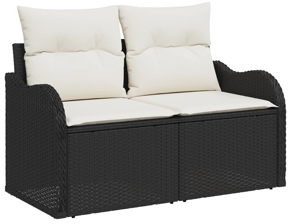 Conjunto de Sofá de Jardim com 9 Peças e Almofadas Rattan Preto