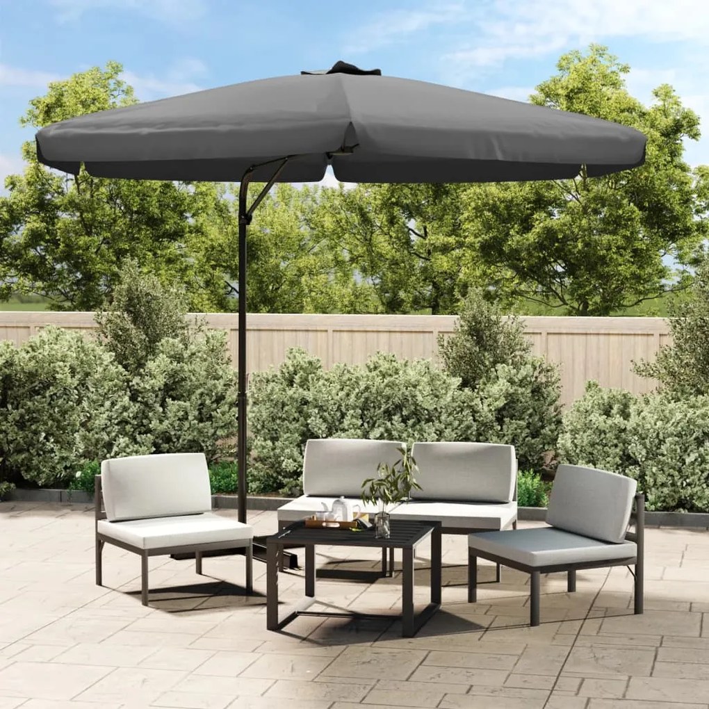 47314 vidaXL Guarda-sol de exterior com poste de aço 300x250 cm antracite