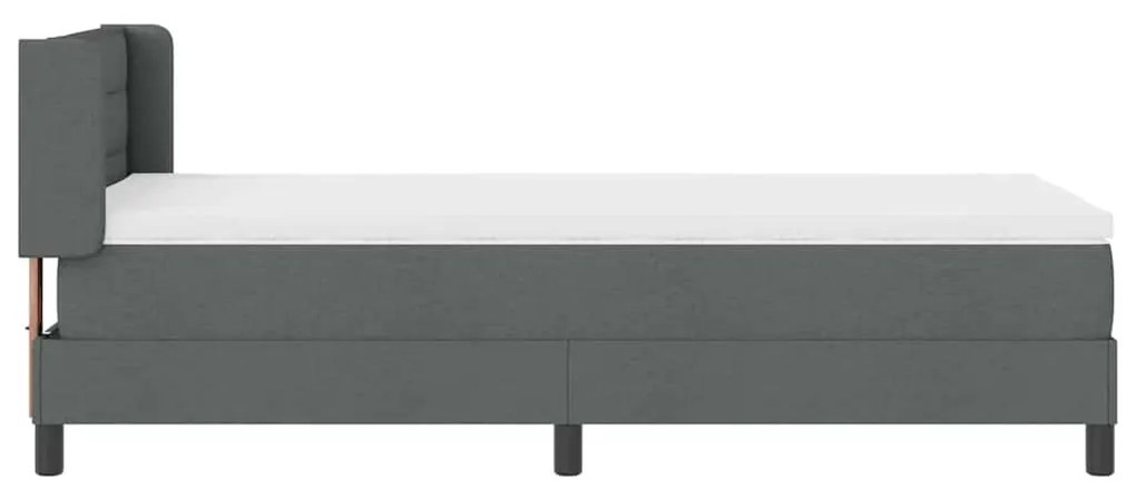 Cama Box Spring com Colchão Cinza Escuro, 90 x 190 cm, Tecido.