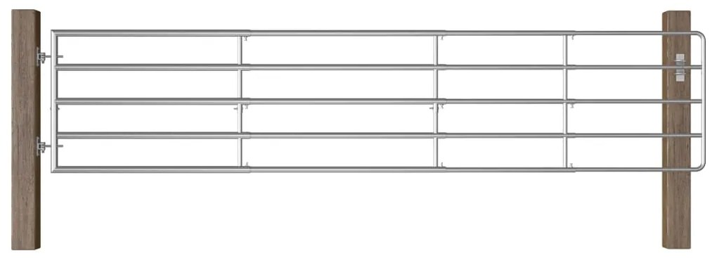 vidaXL Portão para campo 5 barras aço (150-400)x90 cm prateado