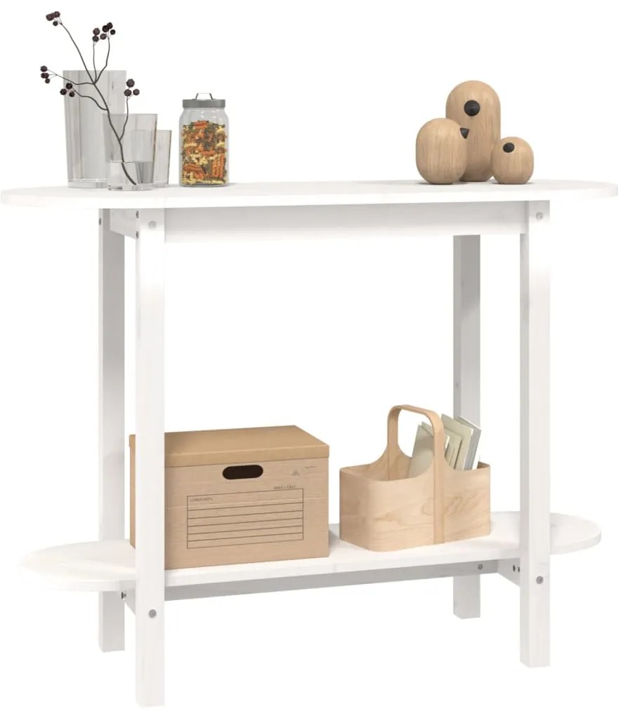 Mesa consola 110x40x80 cm pinho maciço branco