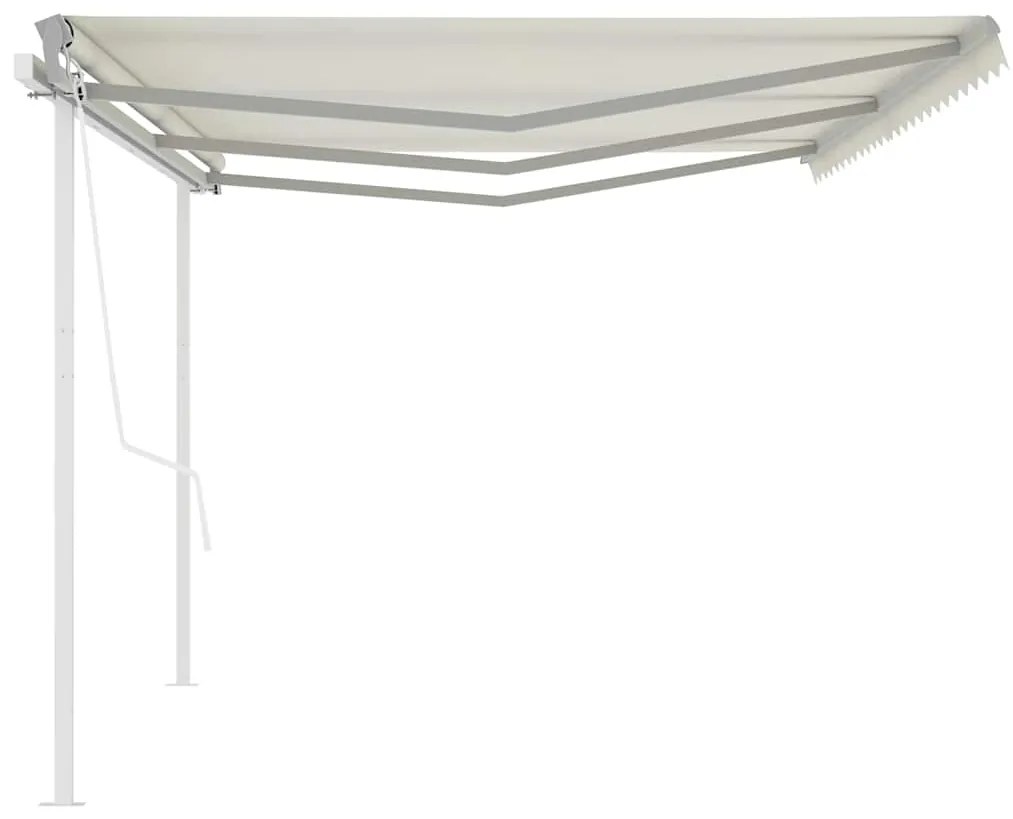 Toldo retrátil automático com postes 6x3 m cor creme