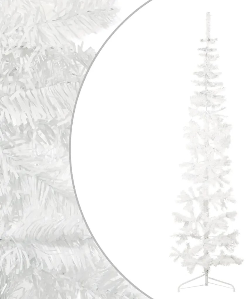 vidaXL Meia árvore de Natal fina com suporte 210 cm branco