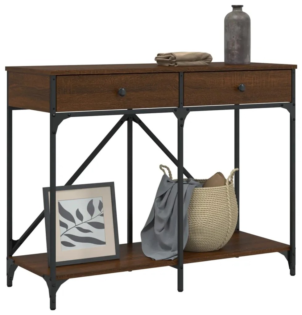 Mesa consola 100x39x78,5 cm derivados madeira carvalho castanho