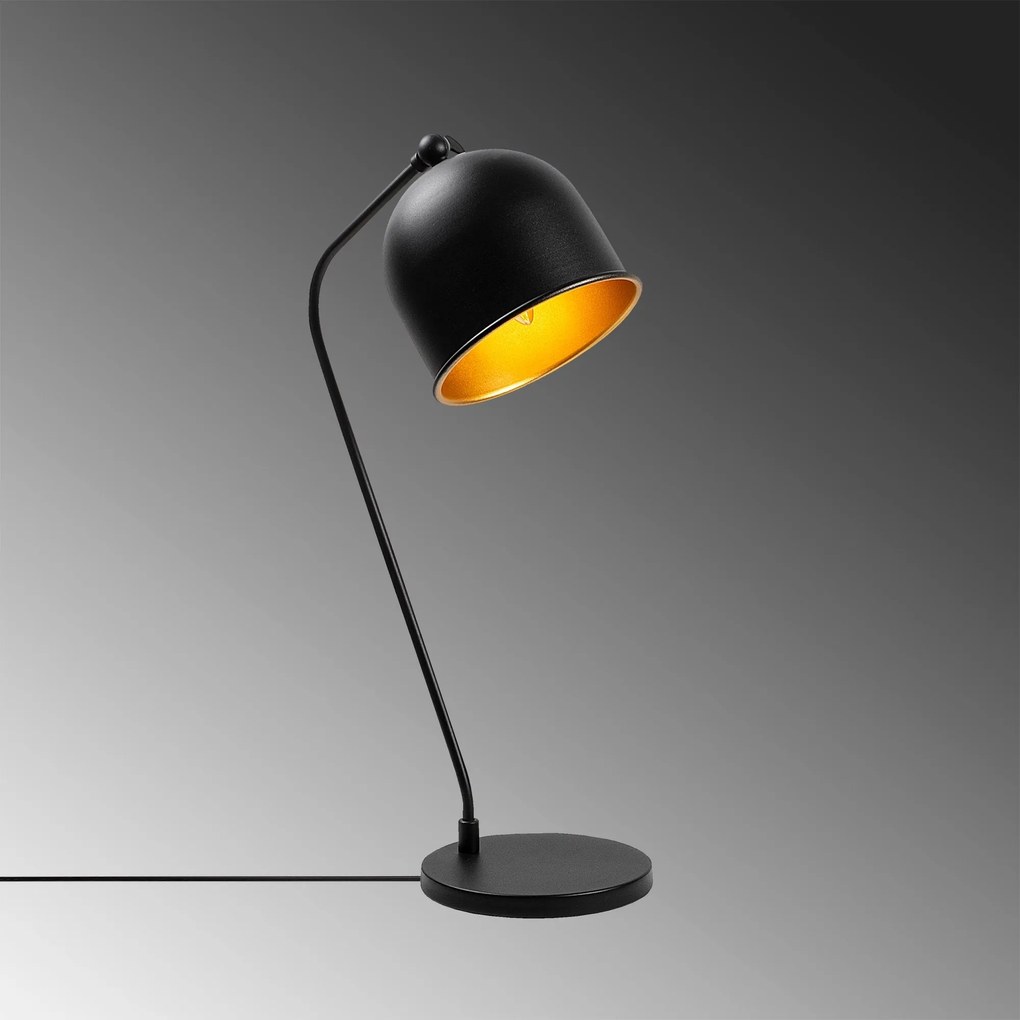 Candeeiro de Mesa Sanika – Preto e Dourado – 18 x 30 x 56 cm