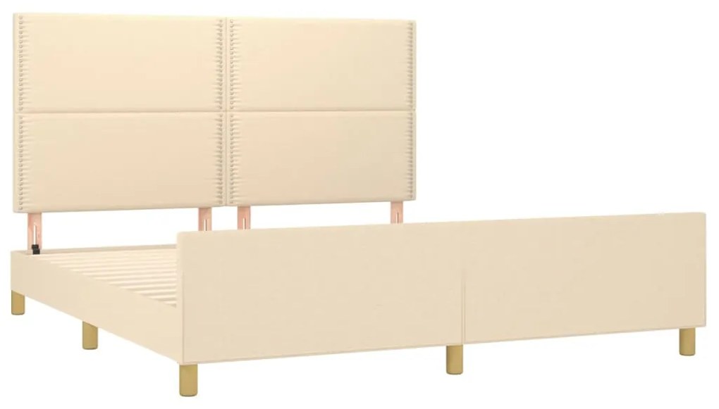Estrutura de cama sem colchão 160x200 cm tecido cor creme
