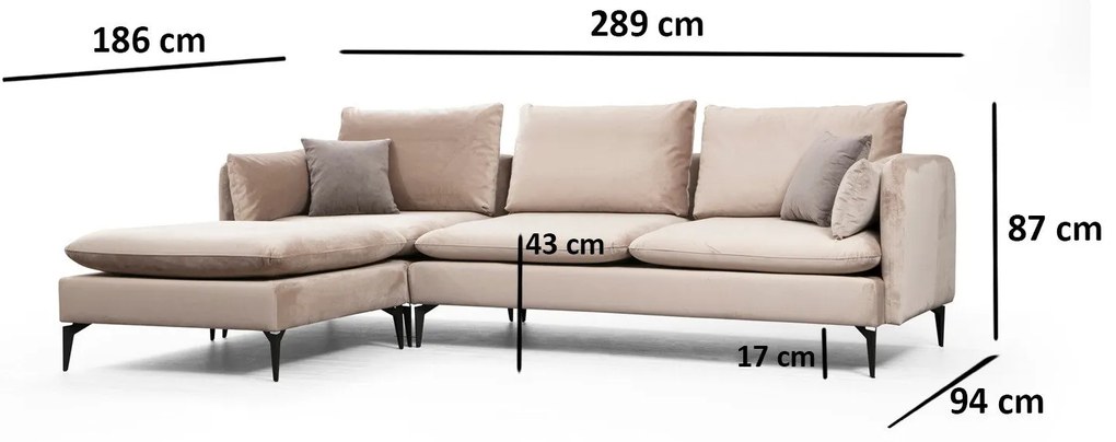**** Sofá de Canto Felix – Bege – 289 cm x 186 cm
**