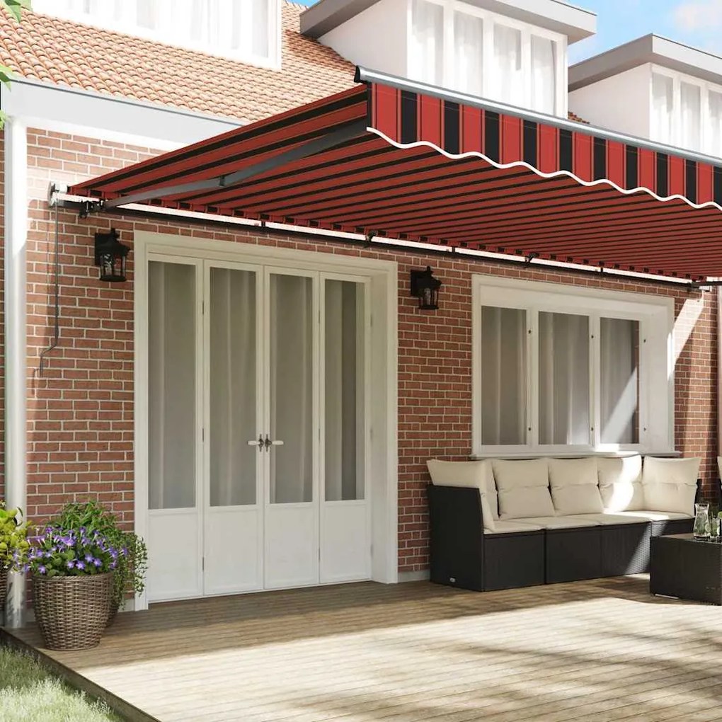Toldo Retrátil laranja e castanho 600 × 300 cm Tecido e Metal