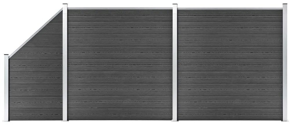 vidaXL Conjunto de painel de vedação WPC 446x(105-186) cm preto