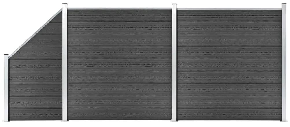 Conjunto de painel de vedação WPC 446x(105-186) cm preto