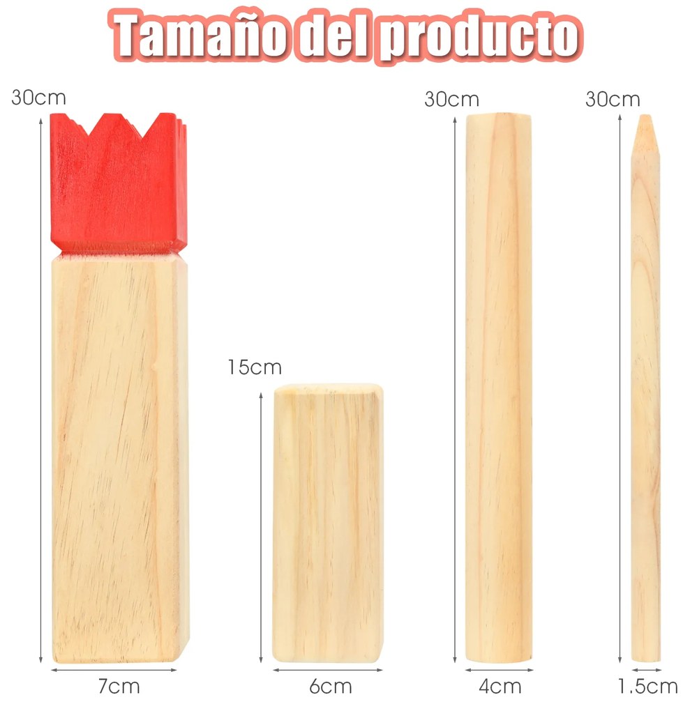 Conjunto de Jogo para exterior de Madeira Crianças, Adultos e Família Natural e Vermelho