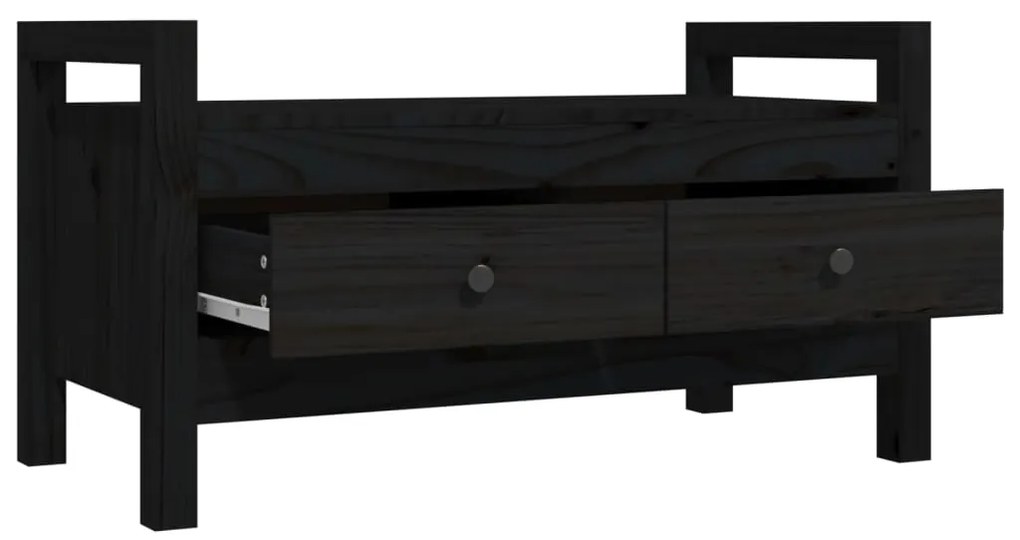 Banco de corredor 80x40x43 cm madeira de pinho maciça preto