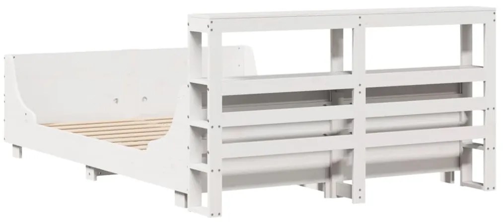 Cama sem colchão 150x200 cm madeira de pinho maciça branco