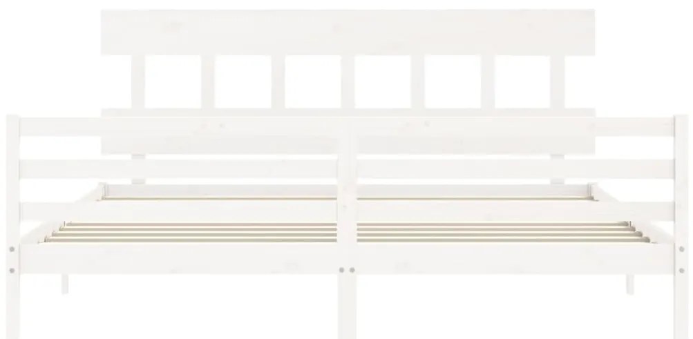 Estrutura de cama com cabeceira 200x200cm madeira maciça branco