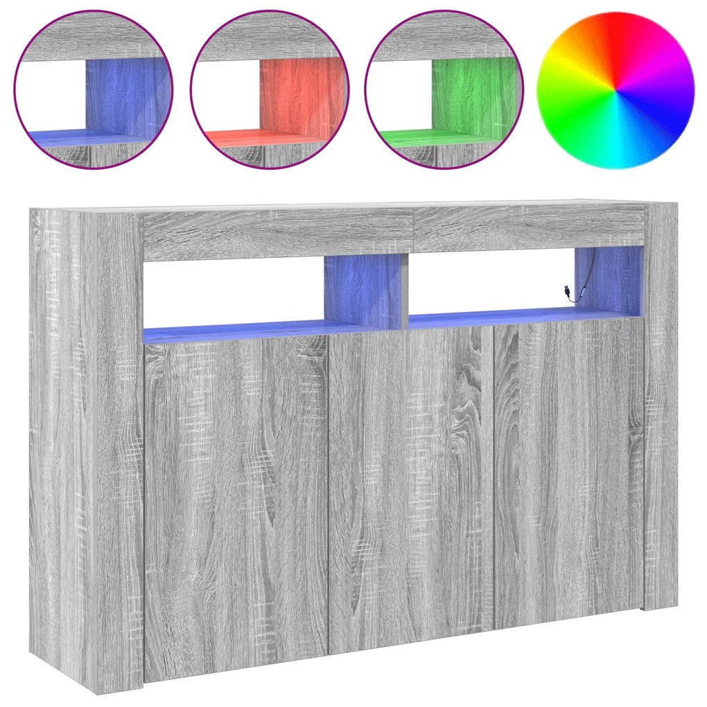 Sideboard Cinzento sonoma Madeira engenheirada 116 x 30 x 75 cm