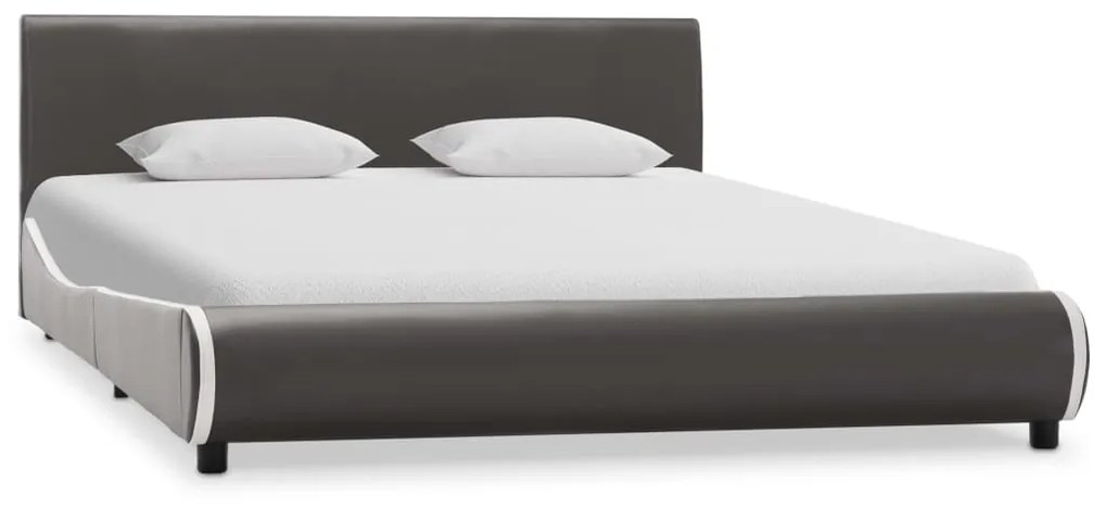 vidaXL Estrutura de cama 140x200cm couro artificial cinzento antracite