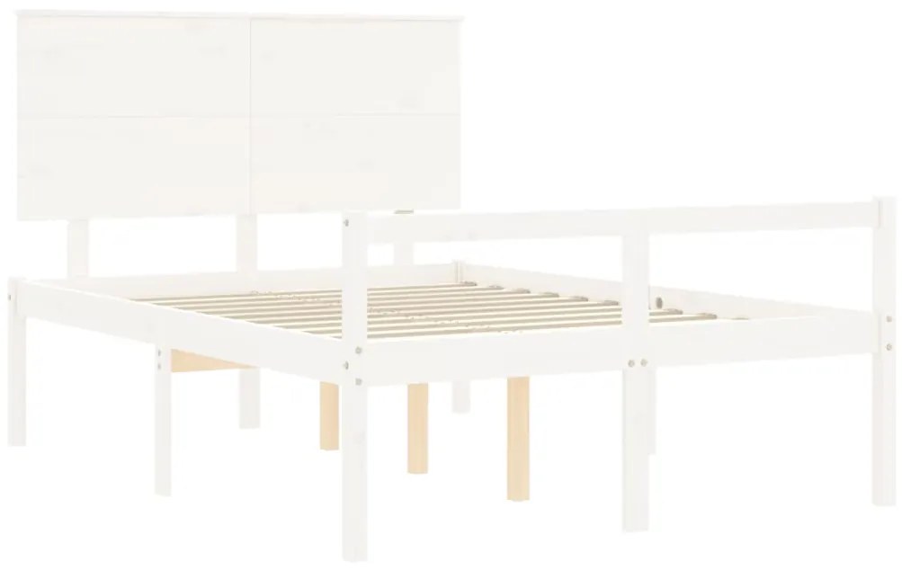 Cama de casal para idosos com cabeceira madeira maciça branco