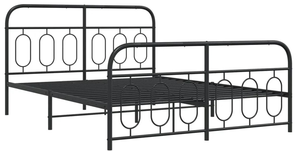 Estrutura de cama com cabeceira e pés 140x190 cm metal preto